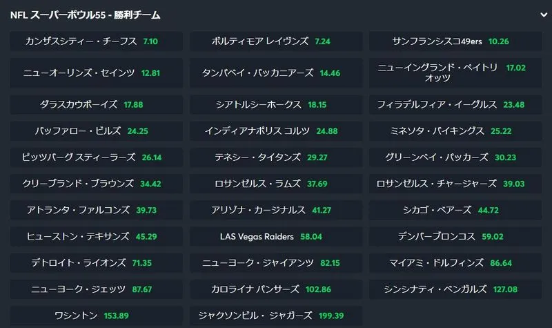 アメフトライブベット画面