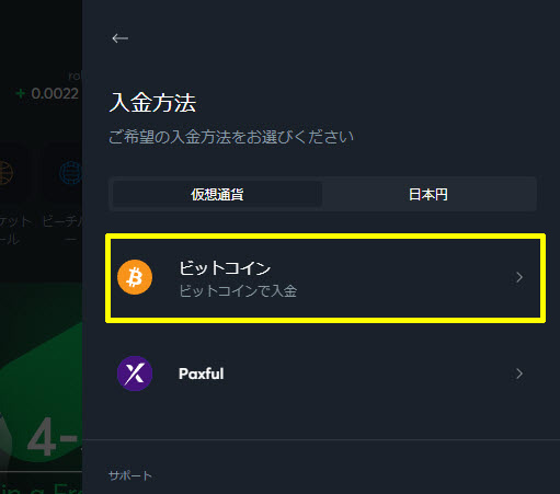 スポーツベットアイオー 入金 STEP2 通貨選択